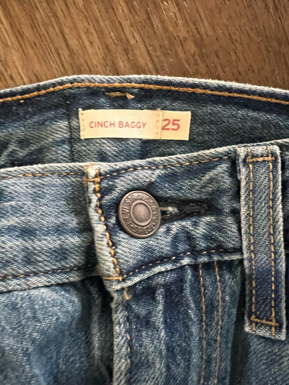 Levi's Cinch Baggy Womens Adjustable Lightweight Jeans Blue Denim Size 25 - Picture 12 of 16